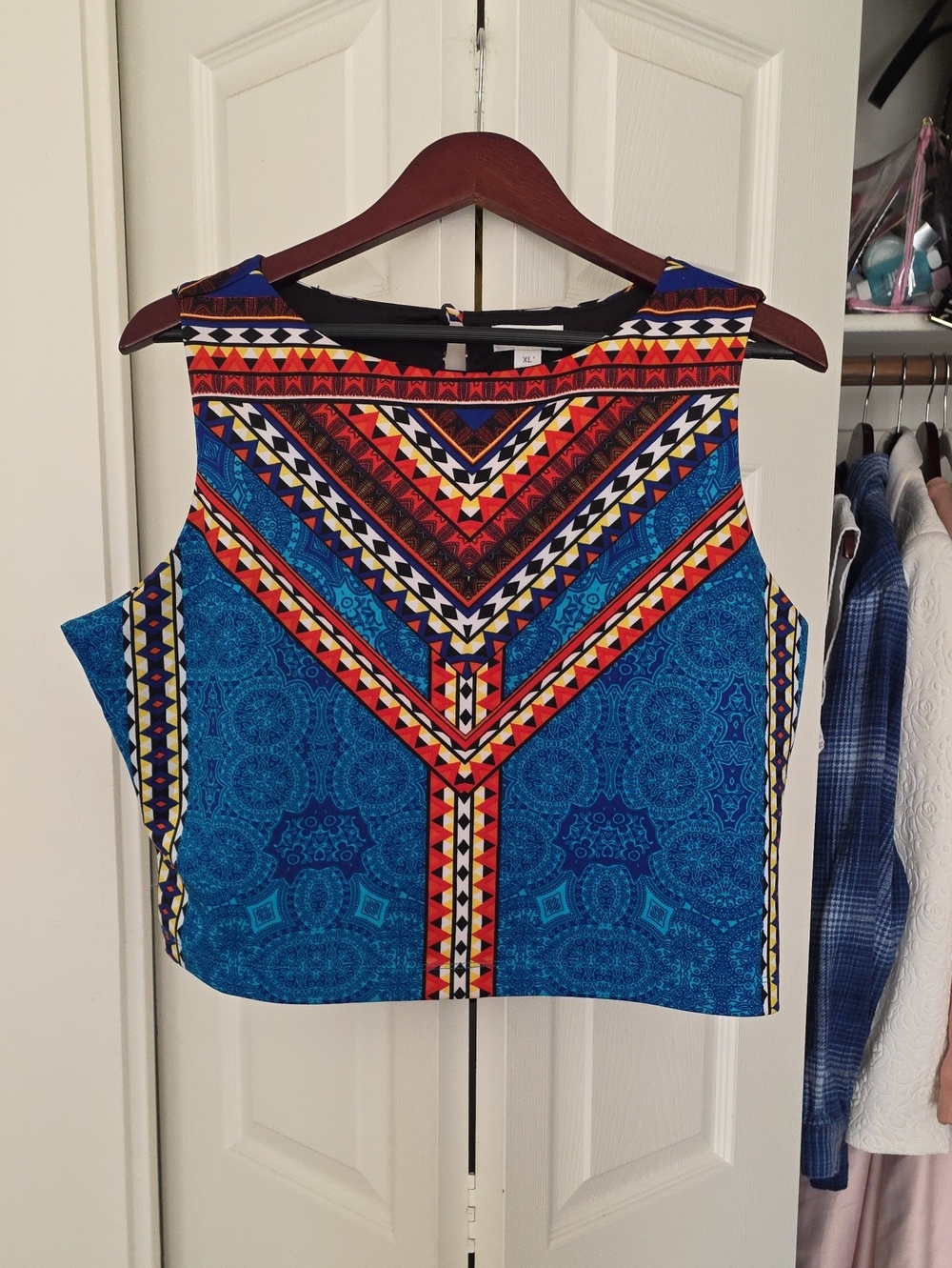 Bisou Bisou Vibrant Blue Tribal Crop Top
